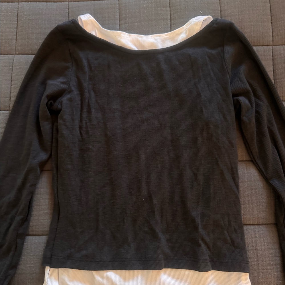 Altar'd State Black and White Long Sleeve Top